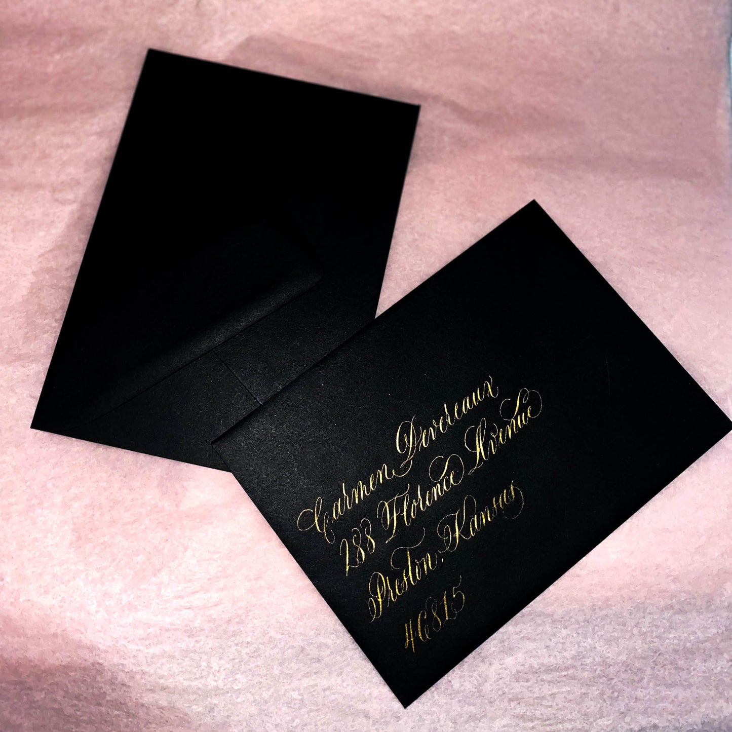 Black Envelope Gold Calligraphy