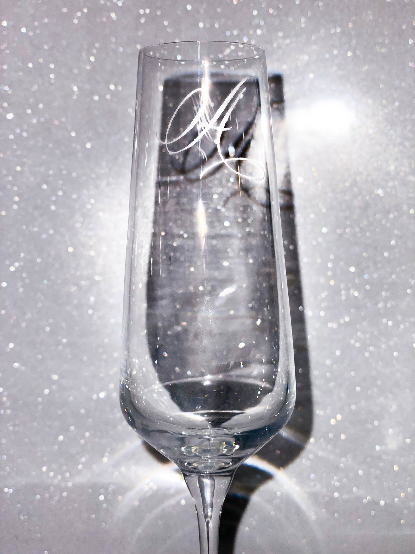 Calligraphy A Monogram Engraved Champagne Flute