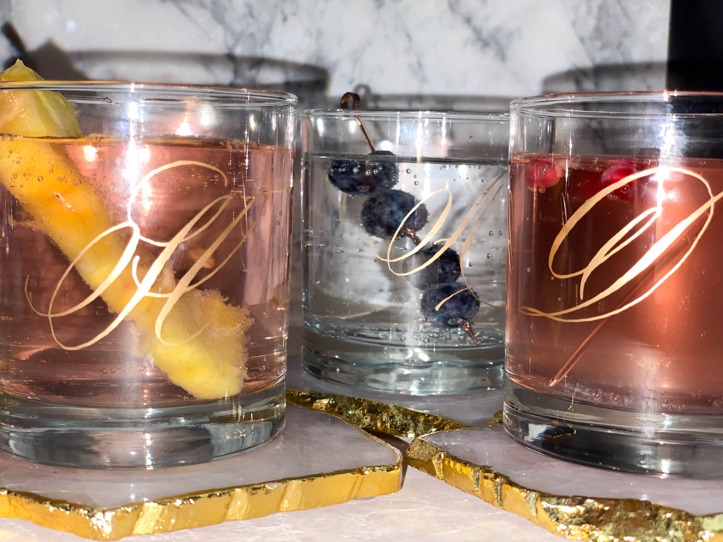Engraved Monogram Drinking Glasses