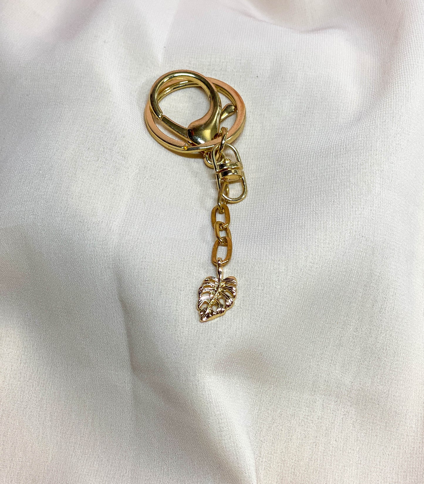 Gold Monstera Leaf Bag Charm