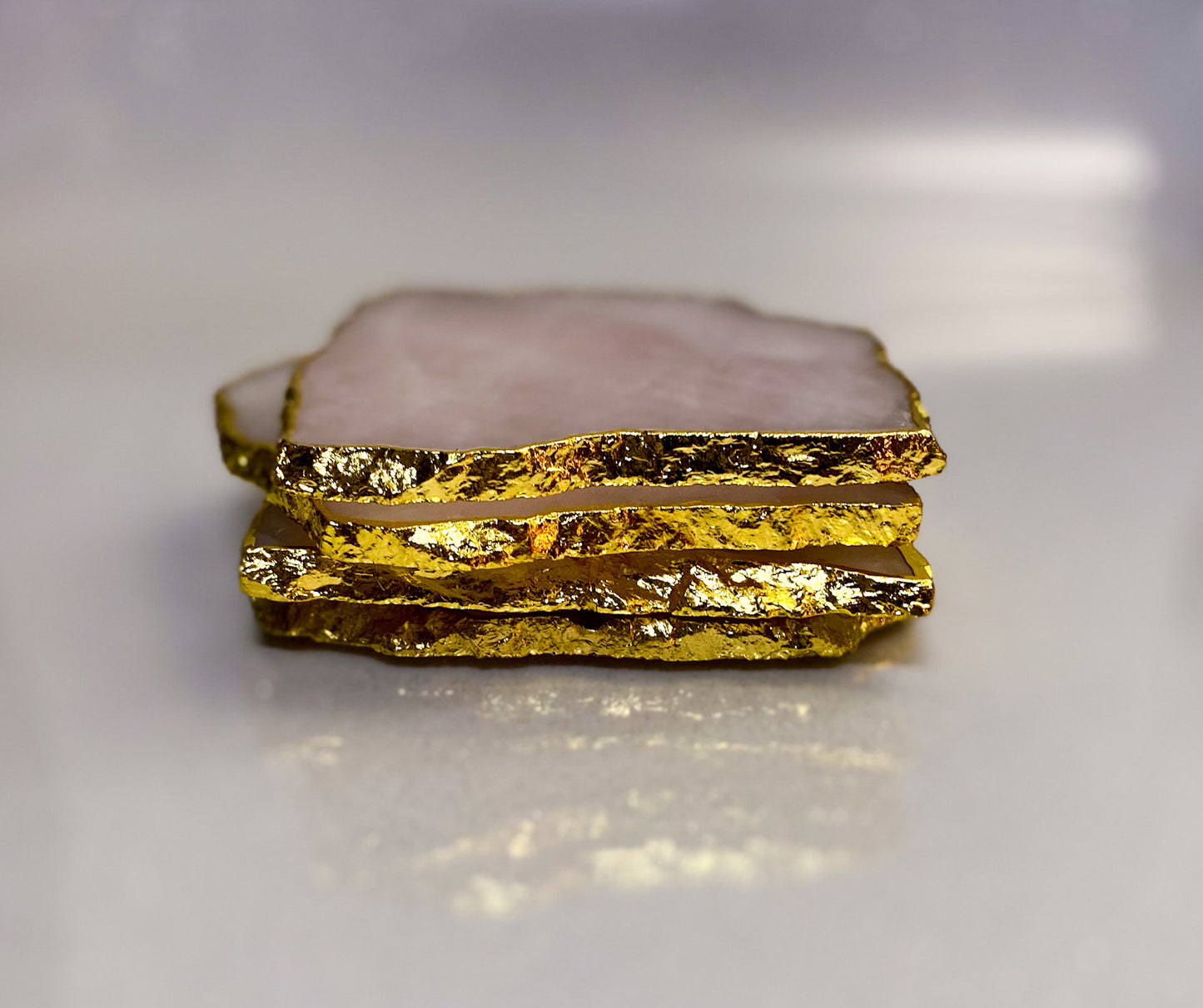 Rose Quartz Crystal Coasters Set of Four