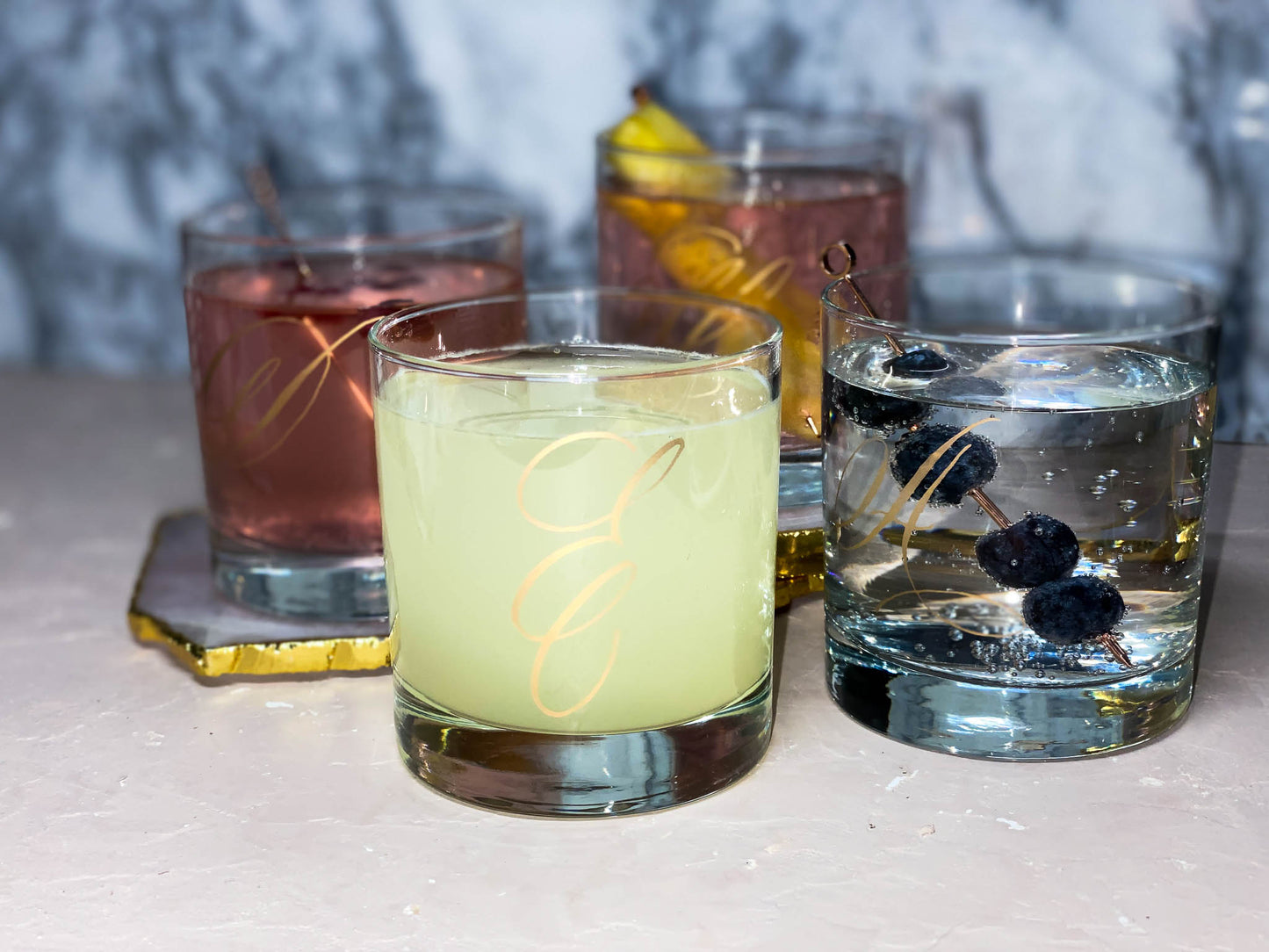 Engraved Monogram Drinking Glasses
