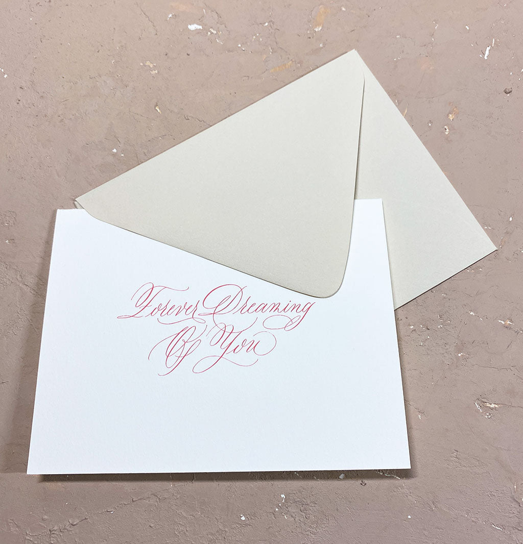 Roshae Designs Calligraphy Forever Dreaming Of You Card Pink