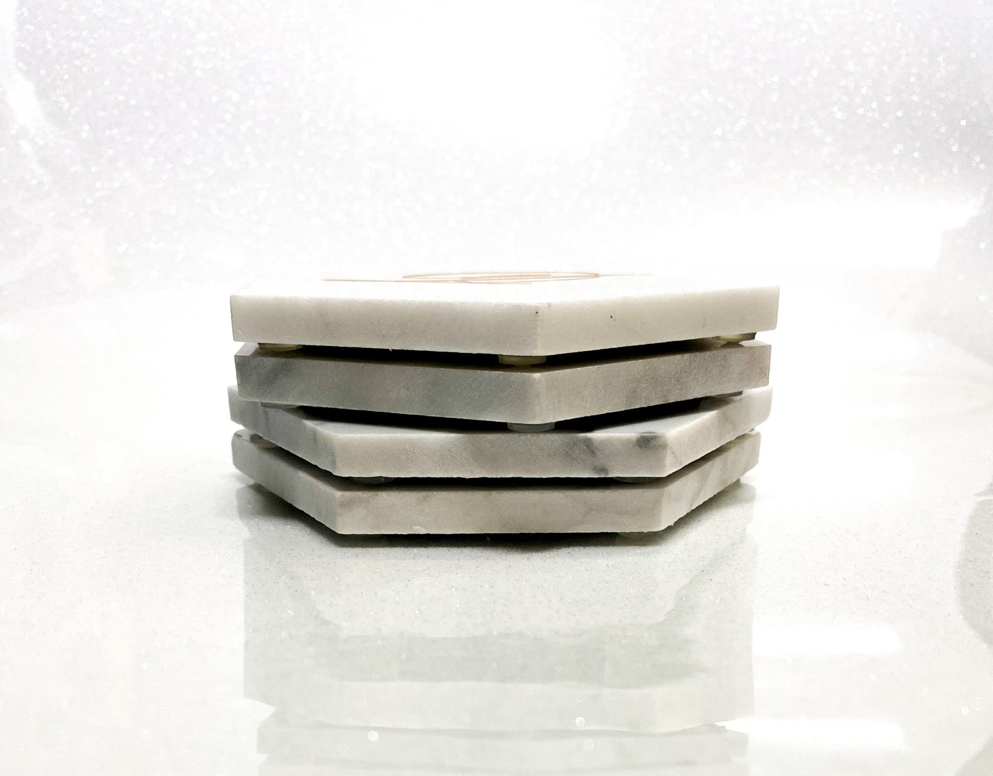Hexagon Marble Monogram Coasters