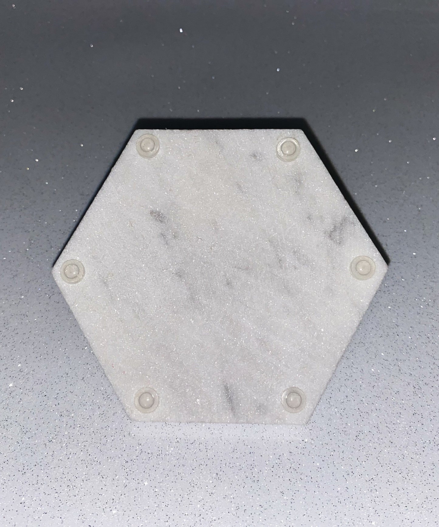 Monogram Hexagon Marble Coasters Underside Bumpers