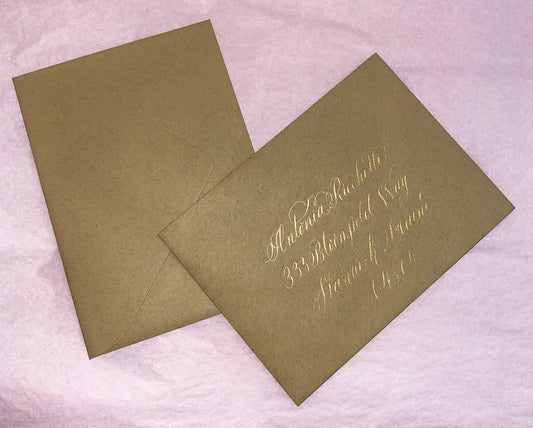 Kraft Envelope Gold Calligraphy