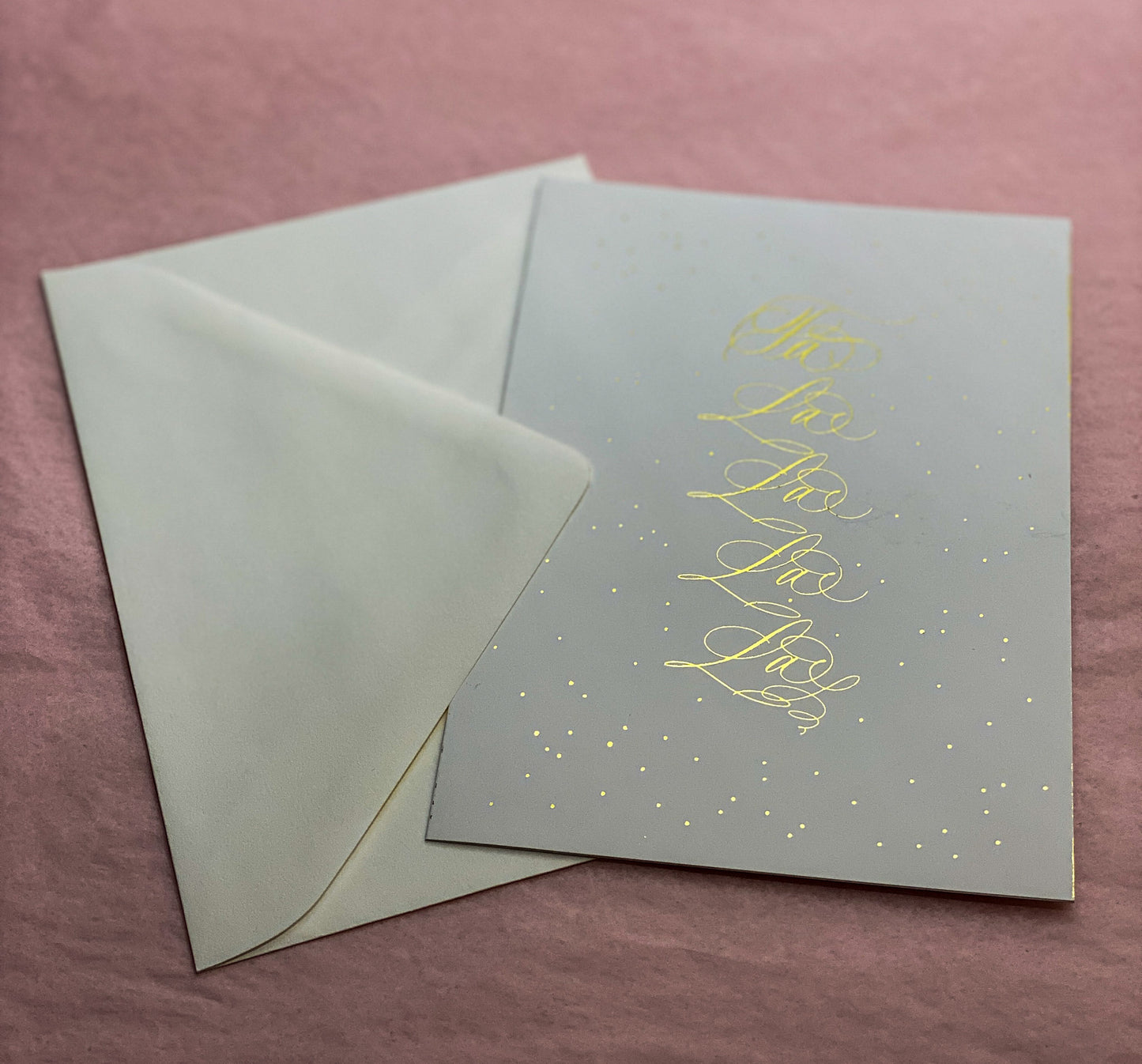 Fa La La La La Gold Foil Christmas Card White Envelope