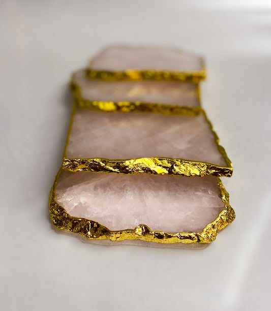 Rose Quartz Crystal Coasters Set of Four