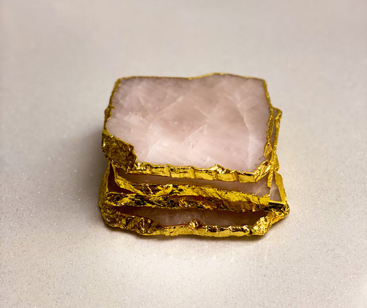 Rose Quartz Crystal Coasters Set of Four