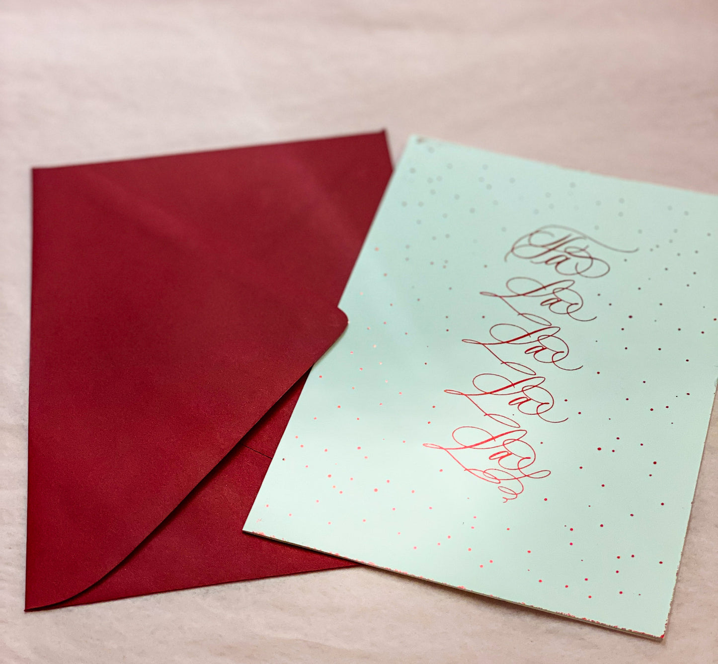 Fa La La La La Red Foil Christmas Card Red Envelope