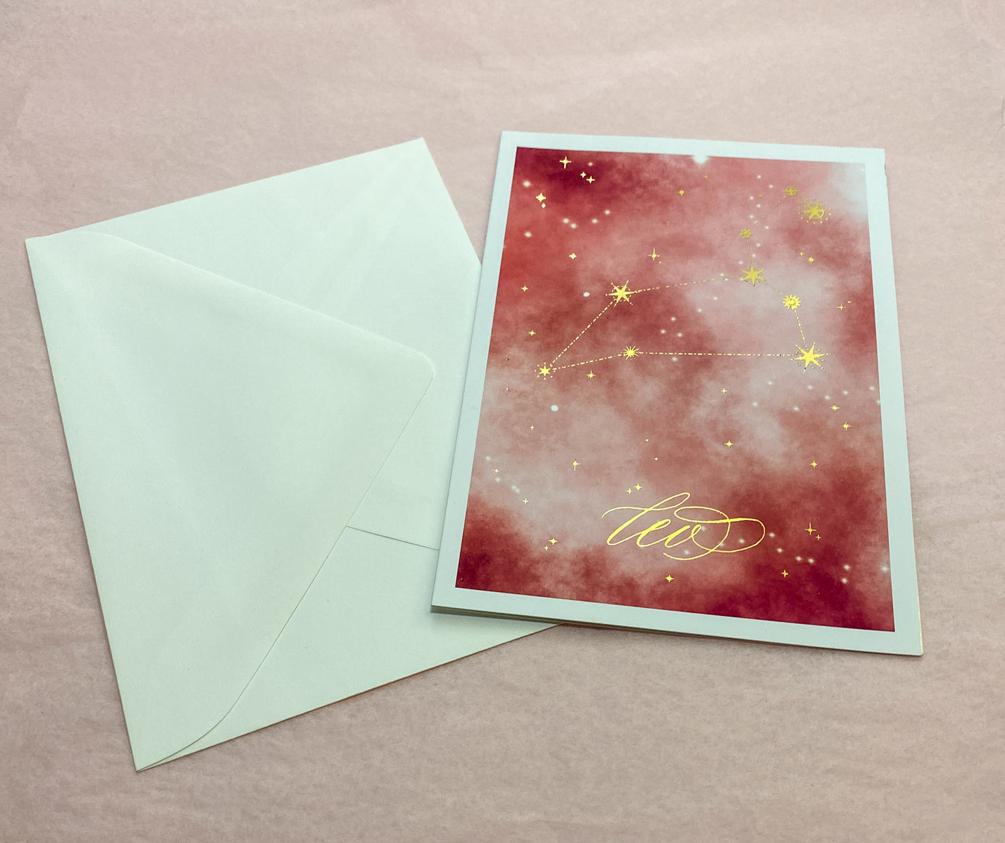 Leo Gold Foil Zodiac Birthday Card White Envelope