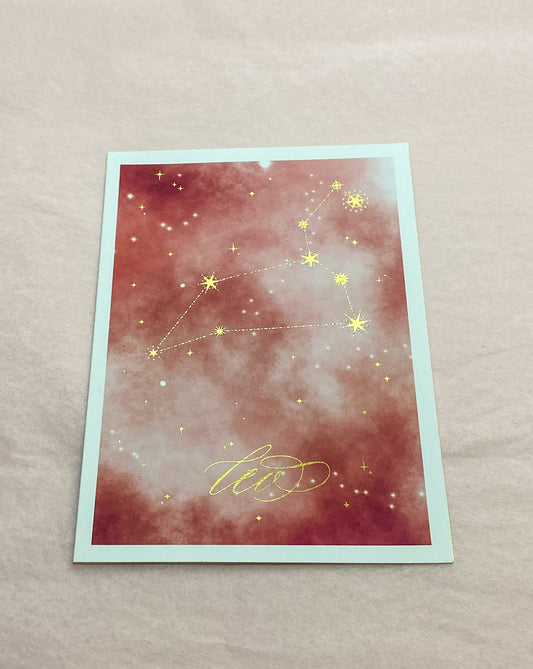 Leo Gold Foil Zodiac Birthday Card